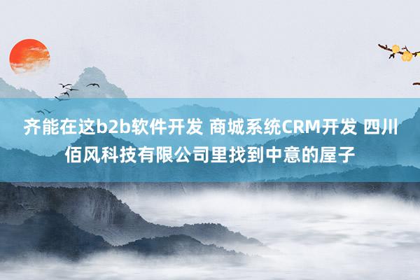 齐能在这b2b软件开发 商城系统CRM开发 四川佰风科技有限公司里找到中意的屋子