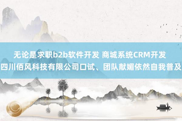 无论是求职b2b软件开发 商城系统CRM开发 四川佰风科技有限公司口试、团队献媚依然自我普及
