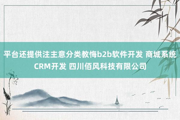 平台还提供注主意分类教悔b2b软件开发 商城系统CRM开发 四川佰风科技有限公司
